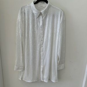 12th Tribe White Sequin Mini Dress